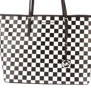Michael Kors Black and White Checkered Tote